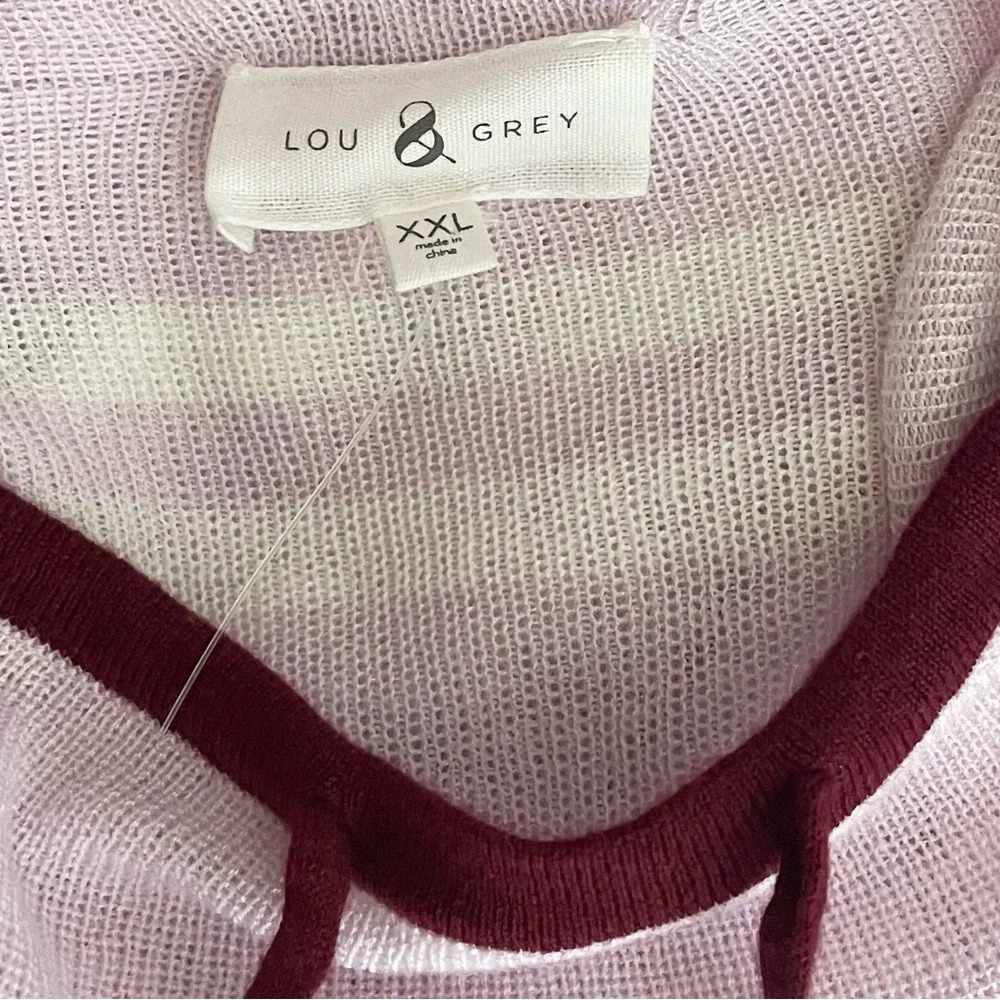 NWOT Lou & Grey Tie Funnel Neck Sweater Size XXL Striped Pullover Thin - Picture 9 of 10
